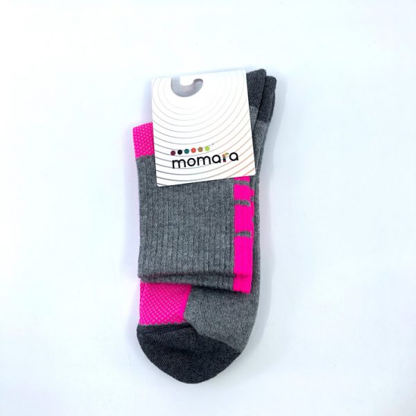 Športna polpliš bombažna nogavica – siva/pink
