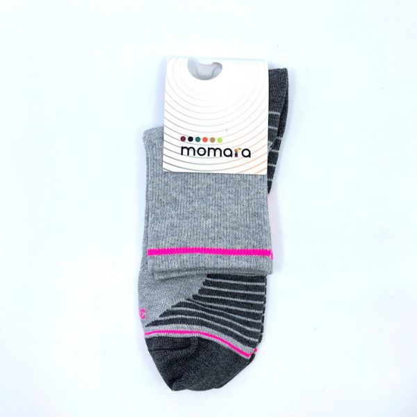 Gladke bombažne športne nogavice za tek – siva/pink