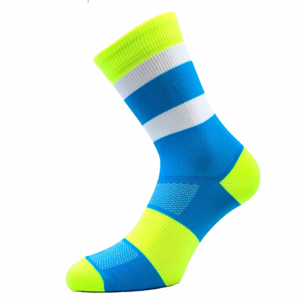 Kolesarska pKolesarska nogavica - modra/rumena/belaliamidna nogavica žive barve
