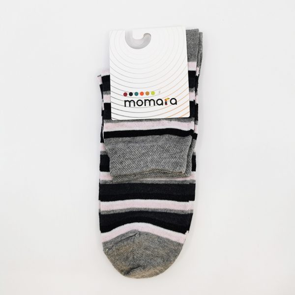 Nogavice Black/pink Stripe – bombažna quarter nogavica