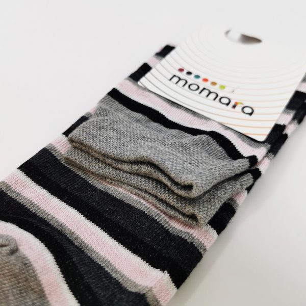 Nogavice Black/pink Stripe – bombažna quarter nogavica