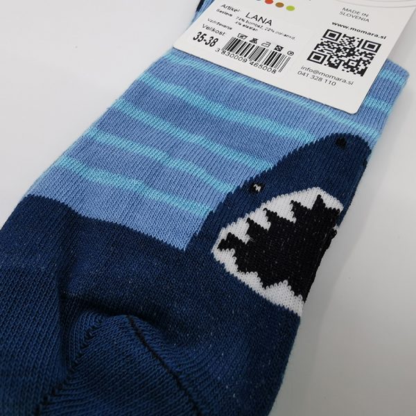 Zabavne nogavice Angry Shark – bombažna visoka nogavica