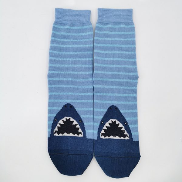 Zabavne nogavice Angry Shark – bombažna visoka nogavica