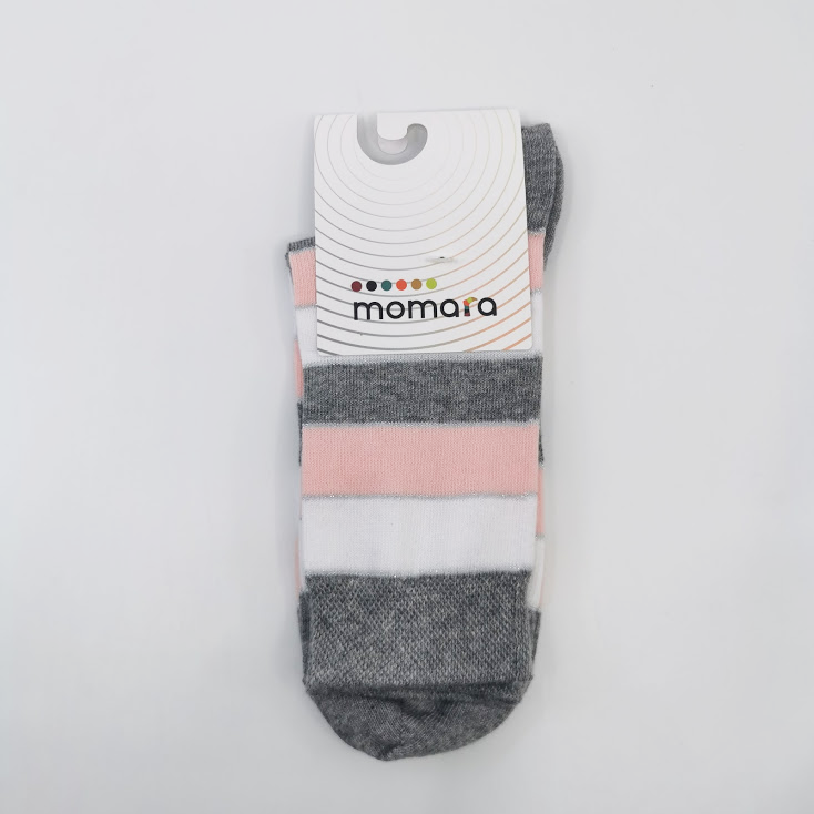 roza-bombažna-črtasta-nogavica Črtasta roza bombažna nogavica