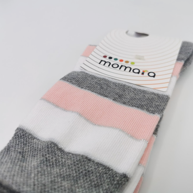 roza-bombažna-nogavica-črte Bombažna nogavica s črtami