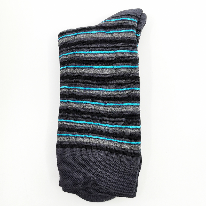 MATIC-M-2b Nogavice Črte sive/turkiz – bombažna pliš nogavica