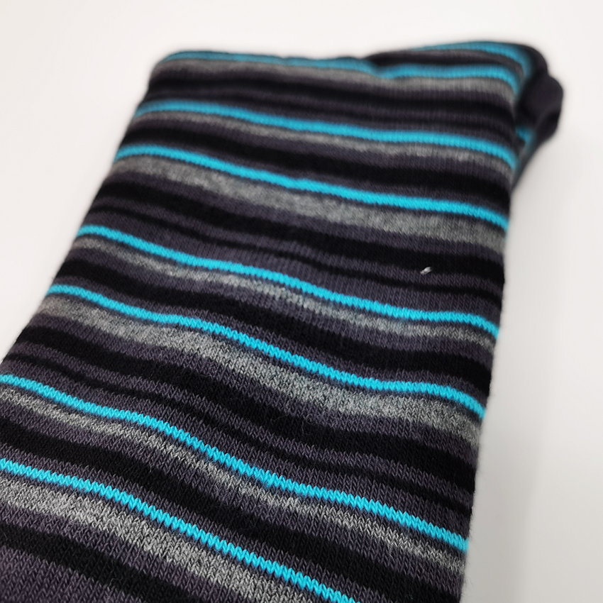 MATIC-M-2c Nogavice Črte sive/turkiz – bombažna pliš nogavica