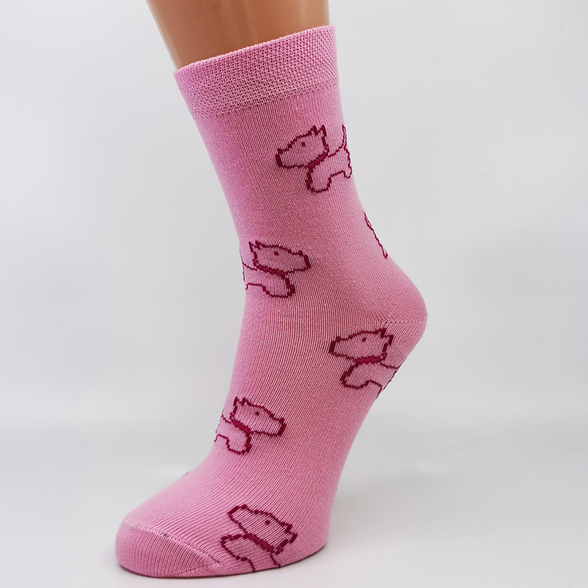 TRIS-PES-1b Nogavice TRIS Roza kuža – 3 otroške visoke nogavice
