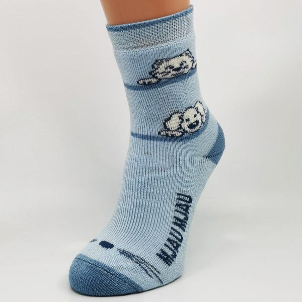 Nogavice Modra pes in mačka – otroška termo nogavica z bremzicami