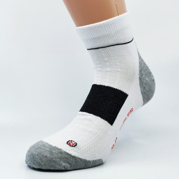 Gladke bombažne športne nogavice za tek – siva/bela