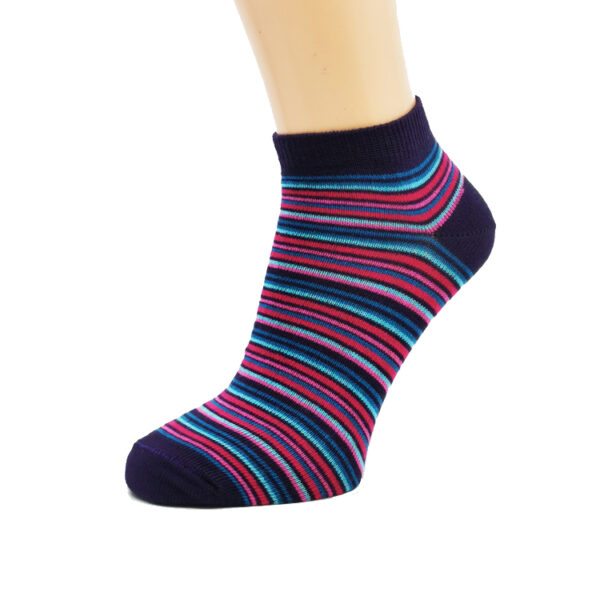 Nogavice Pink/turkiz črte – otroška nizka nogavica