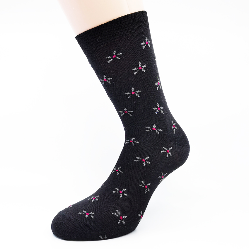 LANA-Z-106a Nogavice Black Sparkly Flowers