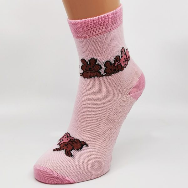 Nogavice Roza zajčki – otroška nogavica z bremzicami