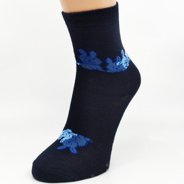 Nogavice Temno modri zajčki – otroška nogavica z bremzicami