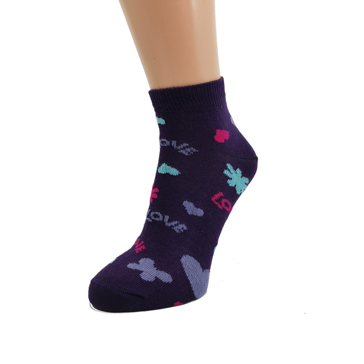 INA-SD-30 Nogavice Violet Love & Hearts – otroška nizka nogavica