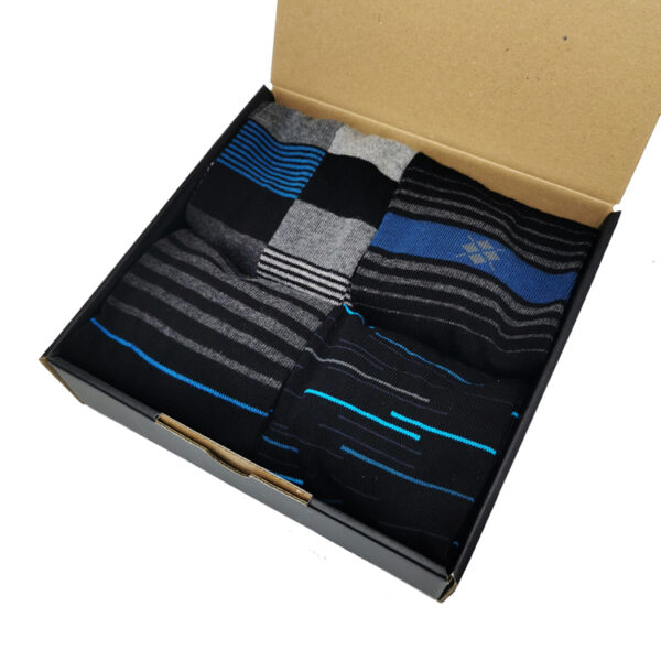 Darilni paket Modre črte – 4 klasične moške nogavice