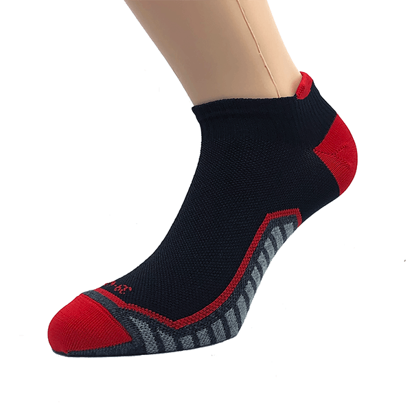 Nizke športne tekaške nogavice - črna/rdeča